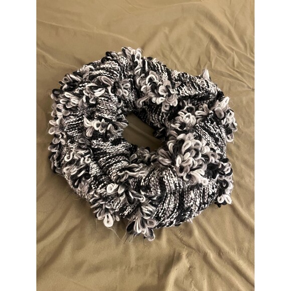 Cozy Handknit Infinity Scarf in Black & White - Picture 1 of 10